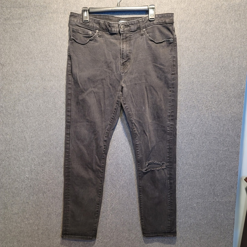 EXPRESS Athletic Slim Jeans Dark‎ Wash Distressed Knee Men Size 34x34